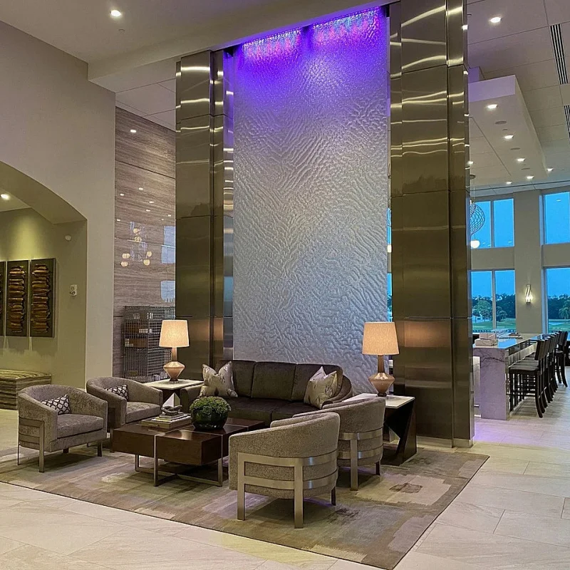 custom.Custom Made Huge Cascading Wall Feature Steel Mesh Waterfall Fountain Lobby Decor