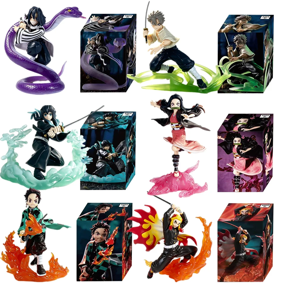 Anime Demon Slayer Figur Tanjirou Agatsuma Zenitsu Kyoujurou Anime-Modell Actionfigur PVC Sammlerstück Spielzeug als Geschenk für Freunde