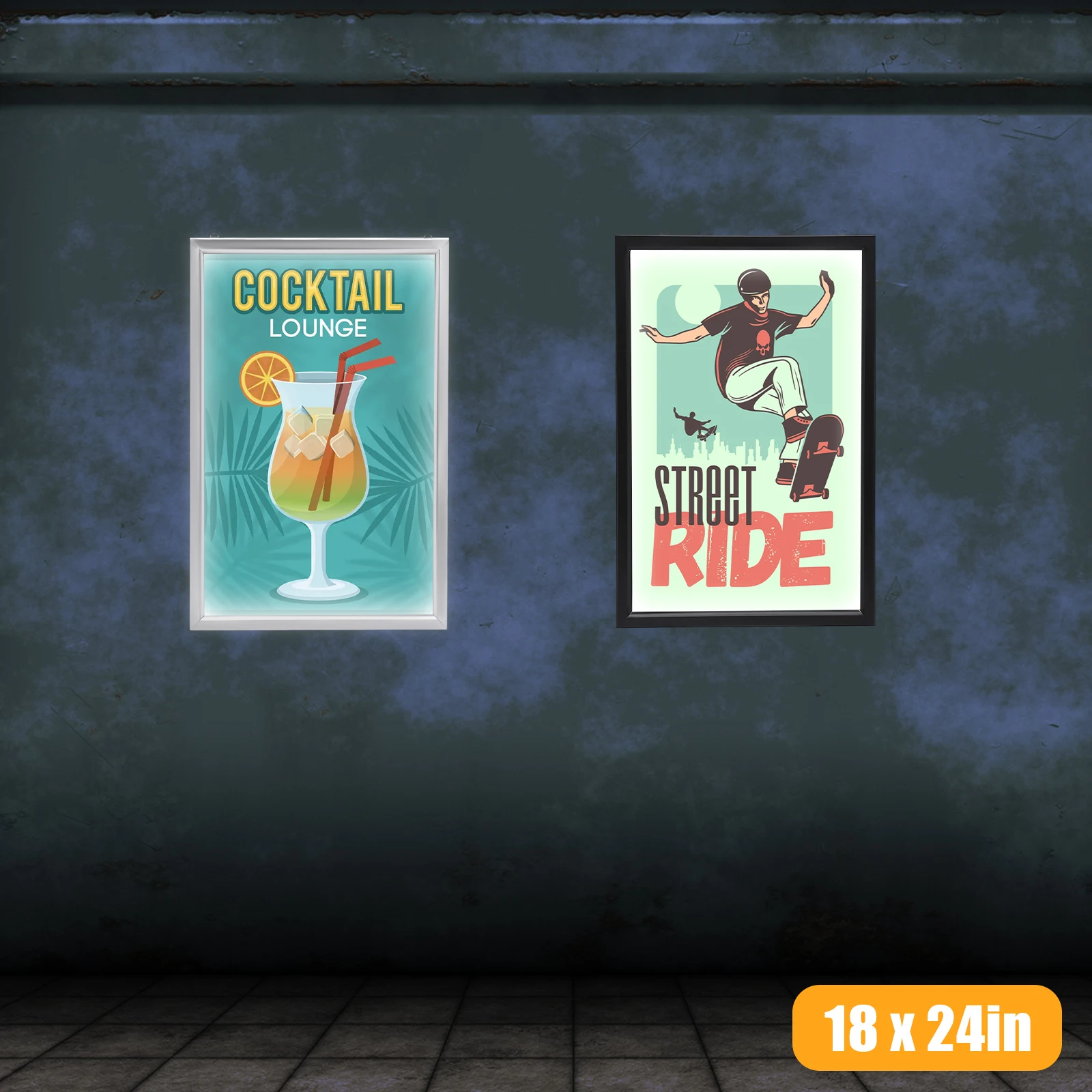 23.6 × 35.8 in LED Movie Poster Art Picture Frame Light Box Advertising Display Narrow Edge Design Dustproof Moisture-proof