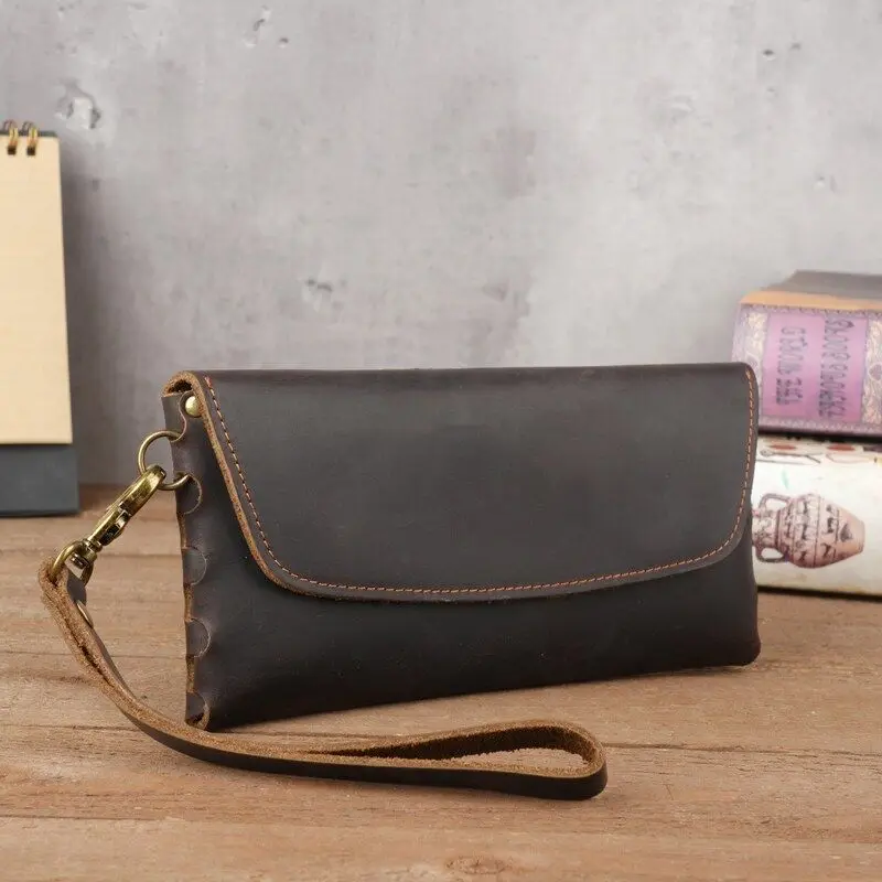 new-retro-handmade-leather-wallet-large-capacity-mobile-phone-bag-men's-clutch-bag-simple-cowhide-bag-trendy