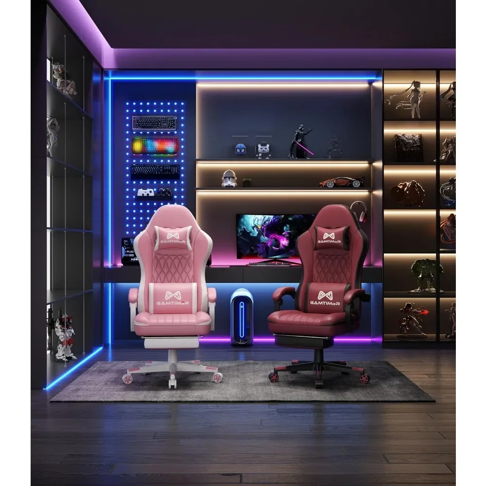 Gaming Chair with Footrest, Ergonomic Computer Chair, PU Breathable Material with Headrest and Lumbar Support