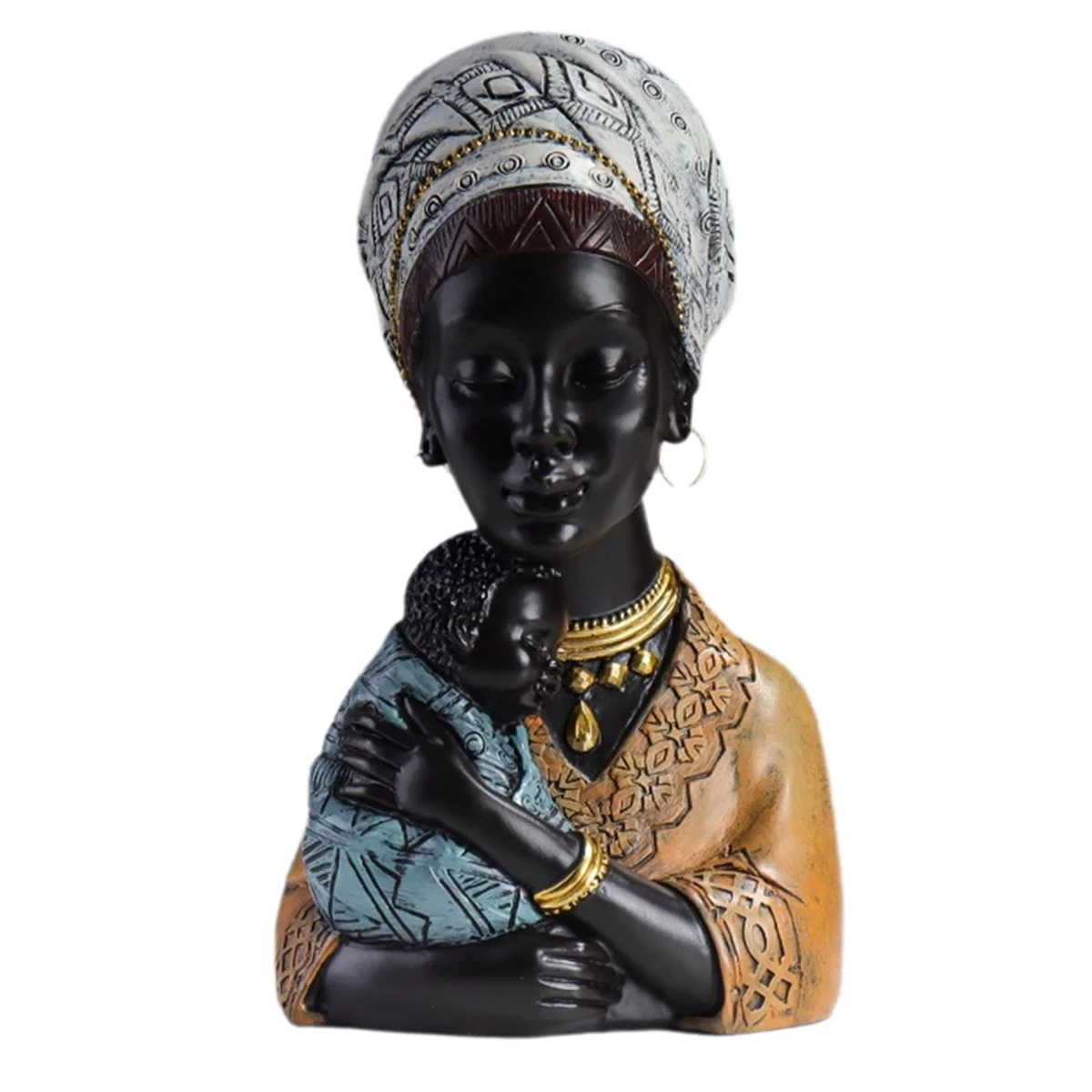 

Home Decor,African Art Sculpture,African Decor, Woman and Son Statue, Perfect for Living Room Tabletop Decoration White