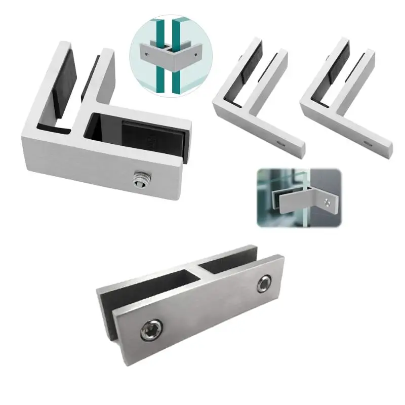 304 Stainless Steel Glass Clip Holder Heavy Duty Glass Clip Bracket For Tempered Glass,Mirror Polishing, Fix Glass on the Wall