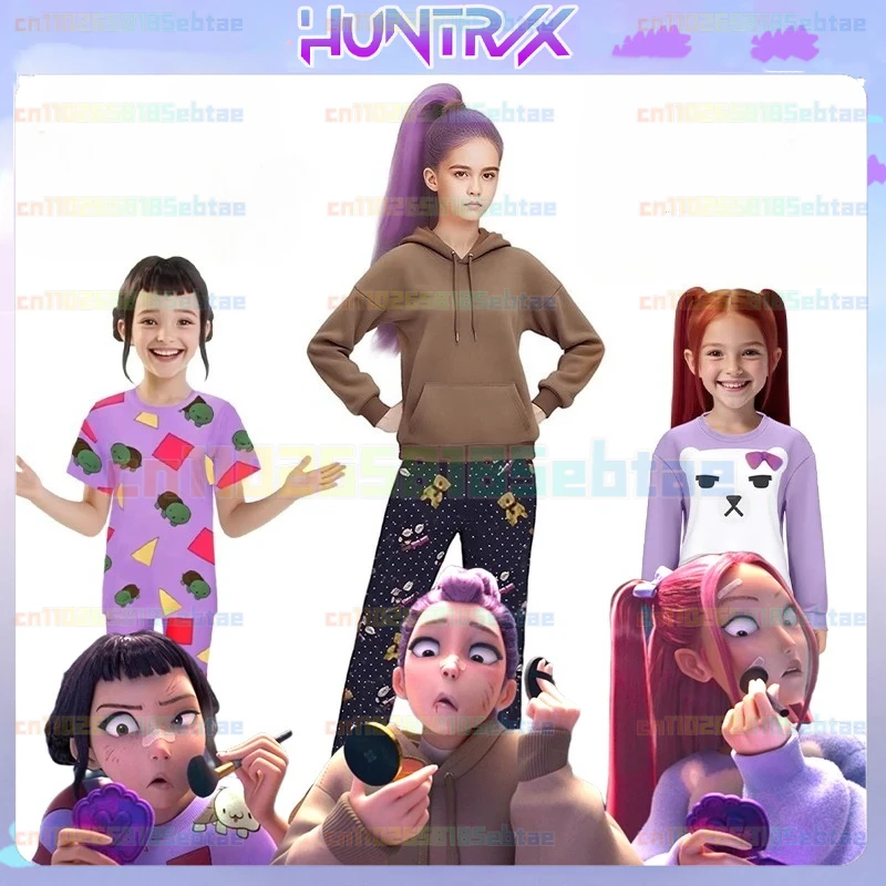 

KPop Demon Hunters Mira Rumi Zoey Purple Pajamas Cosplay Costume Kids Halloween Party Outfit Cute K-POP Anime Girls Clothing