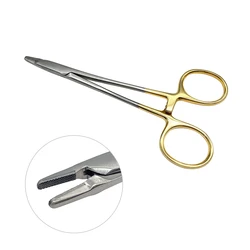 Stainless Steel Hemostatic Forceps Straight Gold Handle Cosmetic plastic surgery Pet Hair Pulling Fishing Needle Holder Pliers