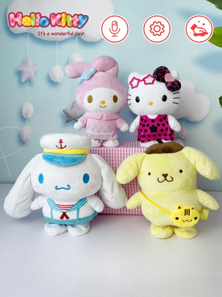 Sanrio Hello Kitty Mymelody Pompom Purin Anime Figuren Stripfiguren Elektrische Papegaai Spreken Wandeling Pop Kinderen Speelgoed Geschenken