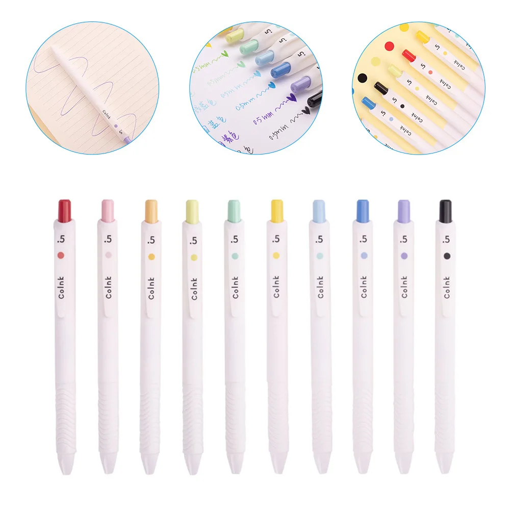10 Pcs Press Neutral Pen Set Portable Marking Convenient Students Pens Multi-function Drawing Supply Plastic