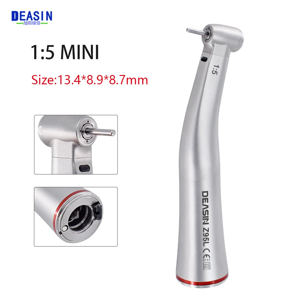 Dental Z95L MINI Contra angle 1:5 Increasing High Speed Handpiece Against Contra Angle LED Optic Fiber Quattro Spray Red Rings