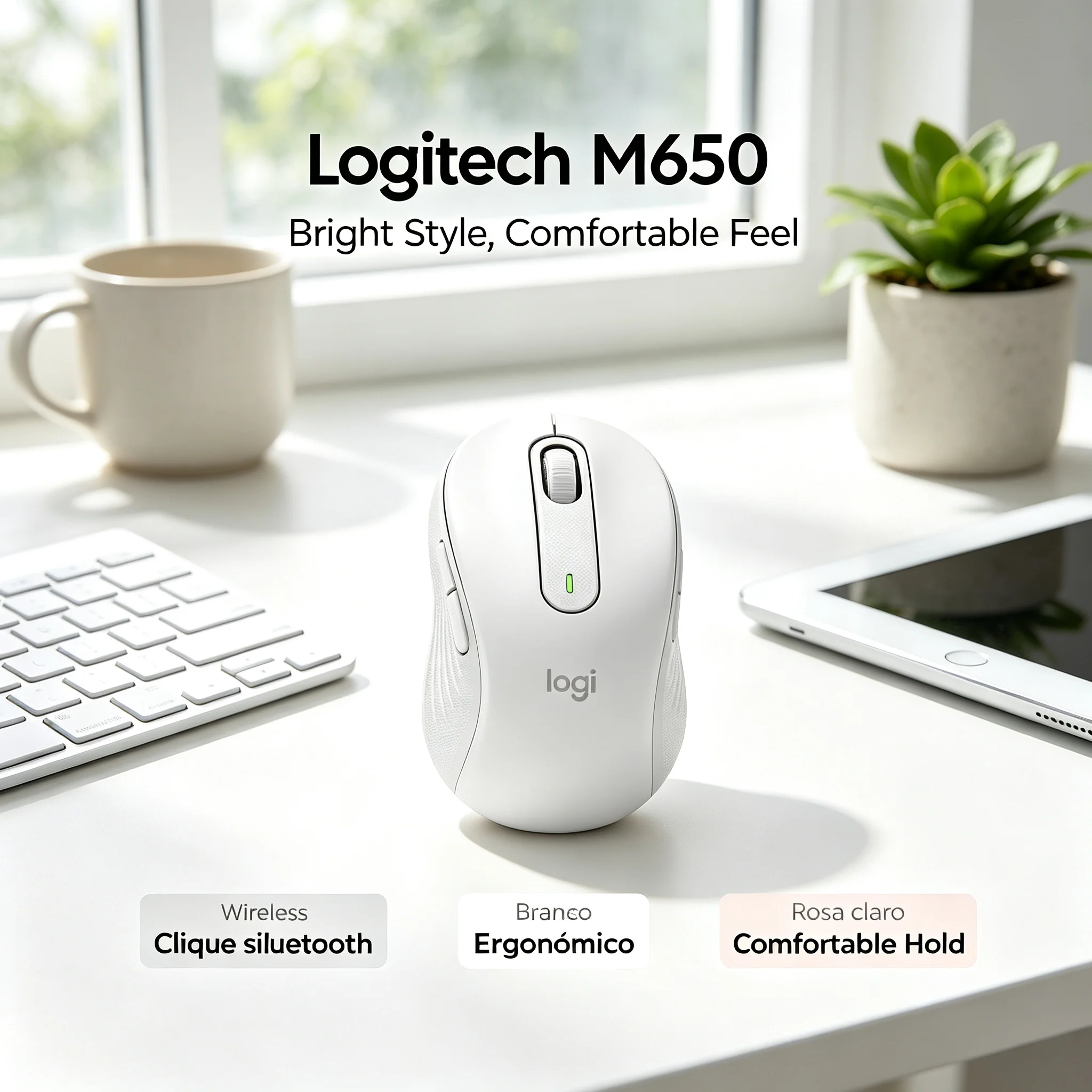Logitech M650 Bluetooth Wireless Computer Mouse Silent Ergonomic Mice For Home Work Notebook Tablet PC