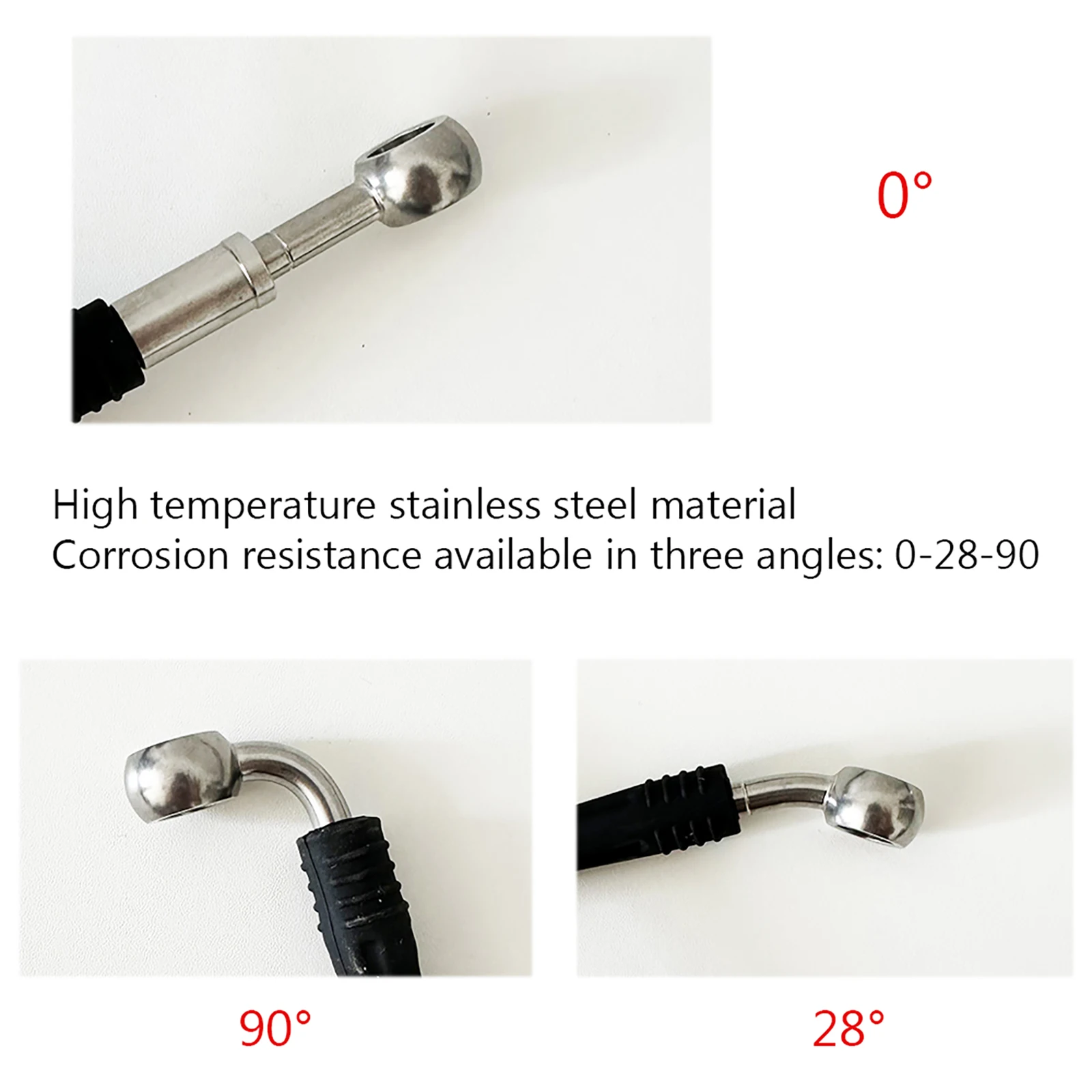 Universal 30-500CM AN3 Motorcycle Brake Hose Silver PTFE Inner Tube PU Covered 0°/28°/90° Stainless Steel Fittings