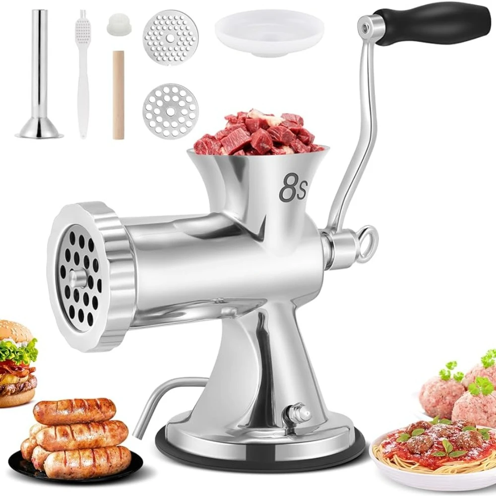 

Manual Meat Grinder Sausage Stuffer Filler Hand Crank Mincer Stainless Steel Meat Processor Grinding Machine Ground Chopper Home