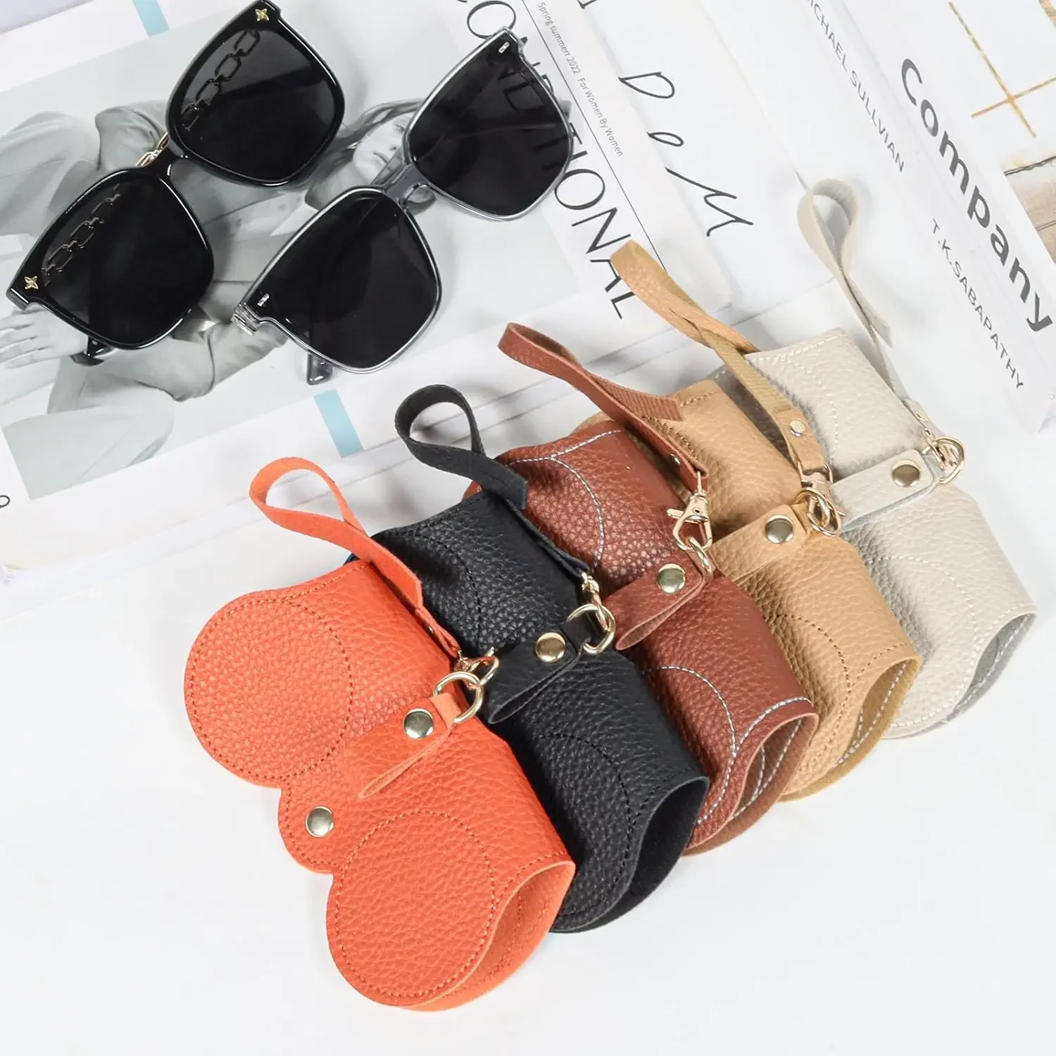 Soft Leather Sunglasses Bag Eyewear Case Container Storage Box Portable Hanging Glasses Bag Anti-Compression Sunglasses Case