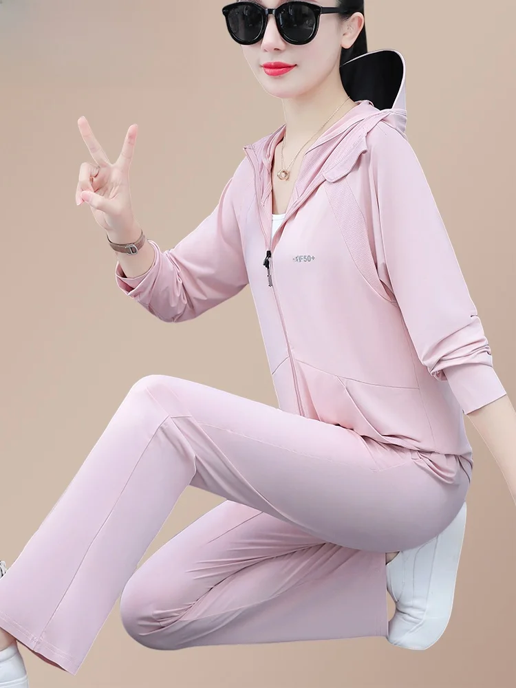 

Комплект спортивной одежды TUCANO Ice Silk Quick Dry для женщин, новинка 2025 года, летний, с защитой от УФ-излучения, солнцезащитный костюм из двух предметов с длинными рукавами