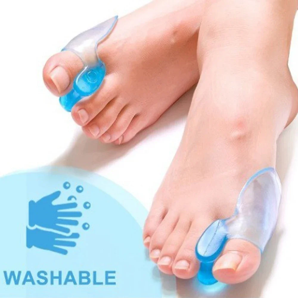 2Pcs Silicone Toe Splitter Correction Device For Hallux Valgus Large Foot Bone Separation Toe Sleeve Toe Splitter Manicure Tools