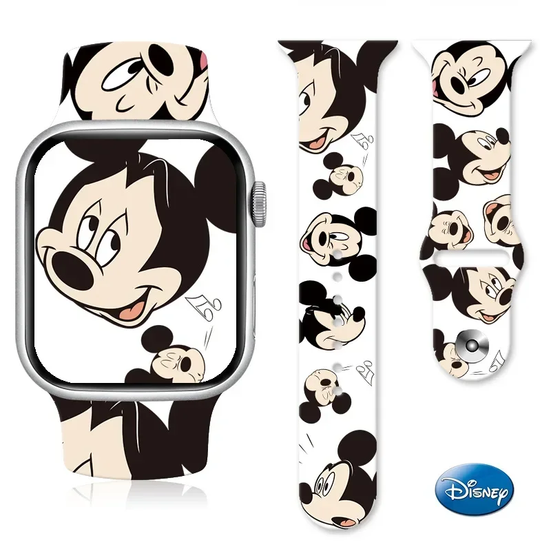 Disney Mickey Mouse Watchband Soft Silicone Strap for Apple Watch Band Ultra 49mm 44mm 45mm 42mm 41mm 42mm Iwatch Series 7 6 5 4