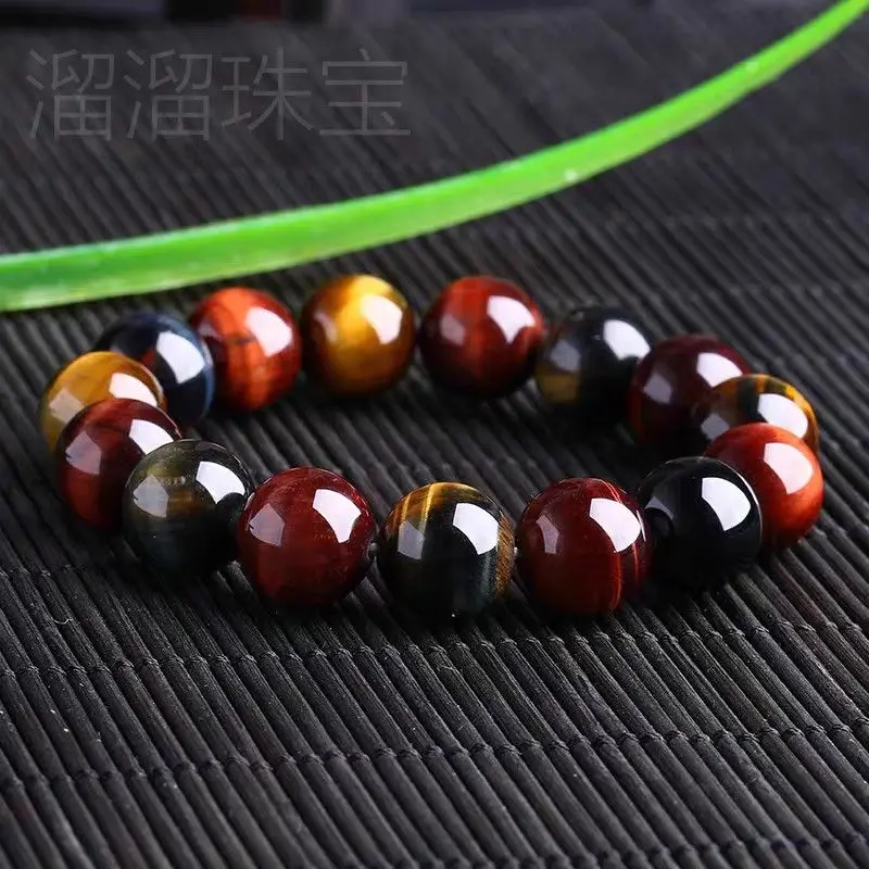 High grade Natural stone Bracelet Unisex Color Red Blue Yellow Tiger Eye HandString Color Tricolor Buddha Bless Beaded Safe Luck