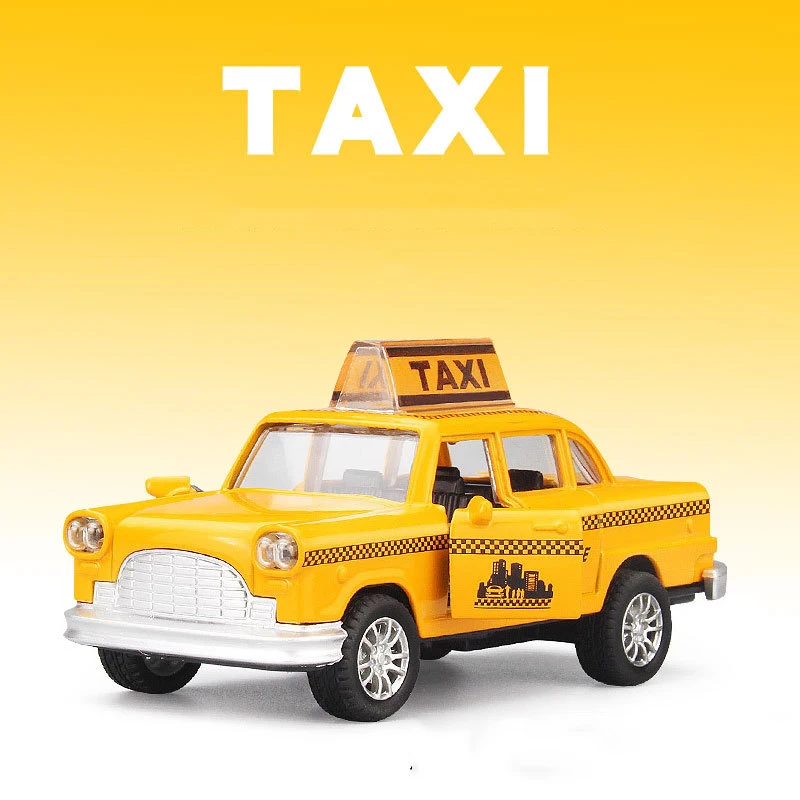 1:36 Simulation Retro Taxi Classics Alloy Cars Toy Diecasts Vehicles Metal Model Car Decoration Sound Light Toys For Children