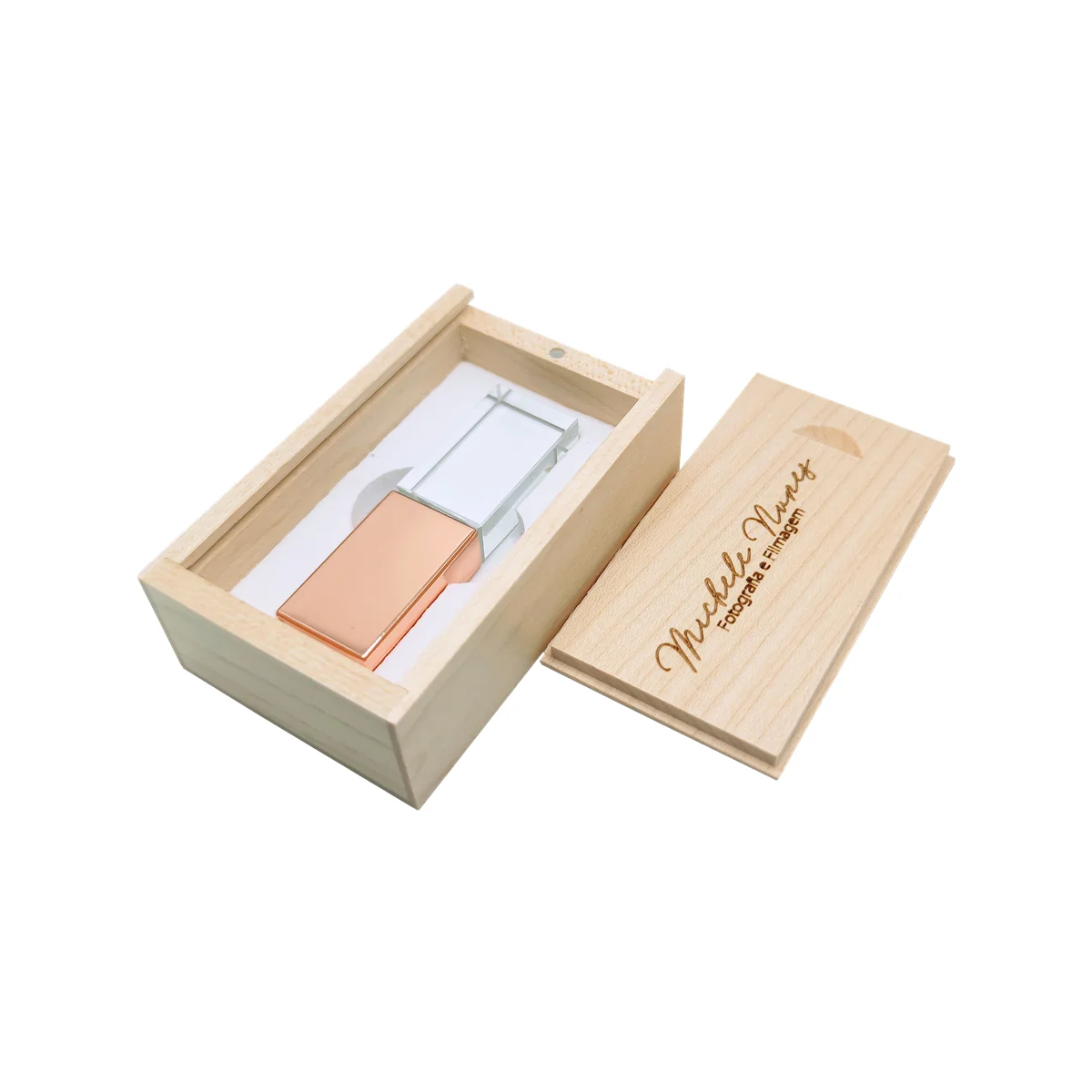 Бесплатная индивидуальная лазерная гравировка логотипа, цветной металлический кристалл, флэш-накопитель USB2.0, 4 ГБ, 8 ГБ, 16 ГБ, 32 ГБ, 64 ГБ, 128 ГБ и кленовая коробка