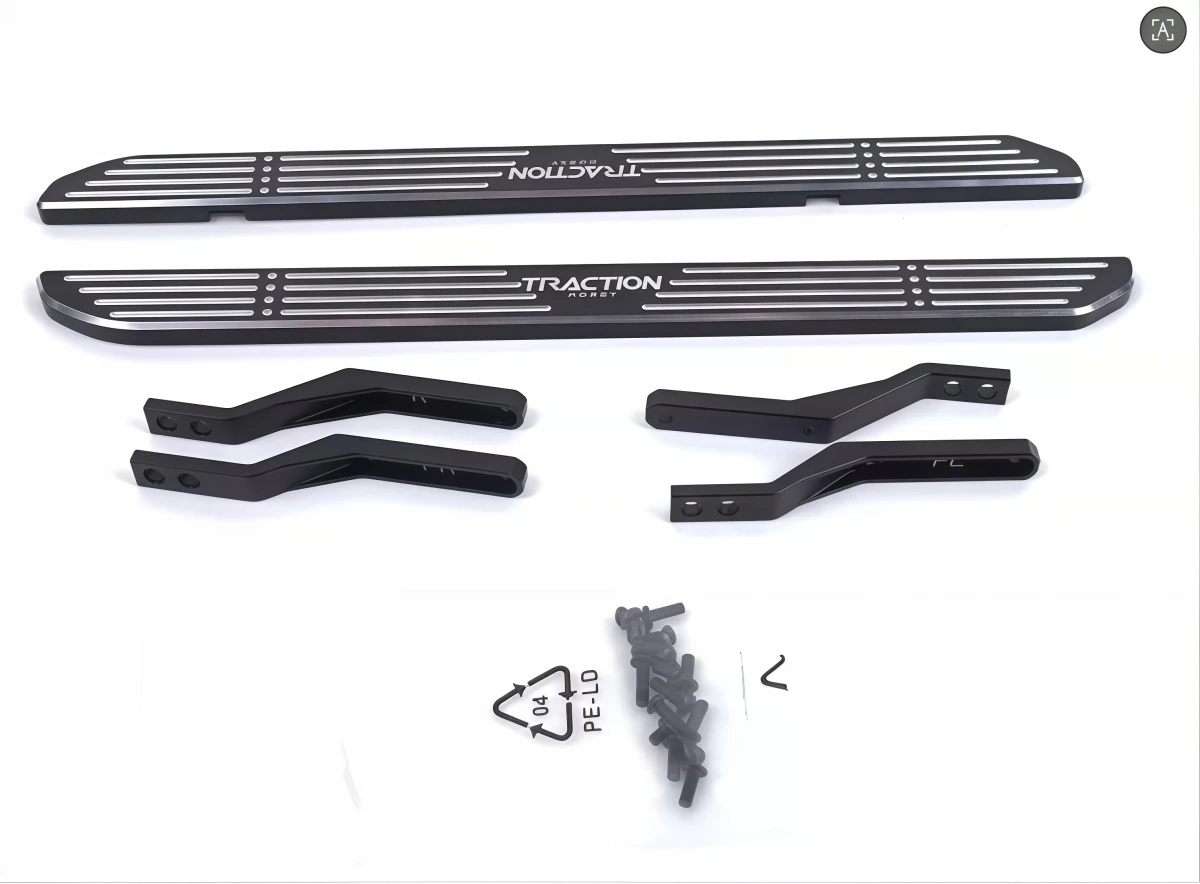 TH01546 CNC Aluminum Side Step Running Board Set For KM Traction‑Hobby 1/8 RAM1500 T‑Rex RC Truck Simulation Upgrade Parts