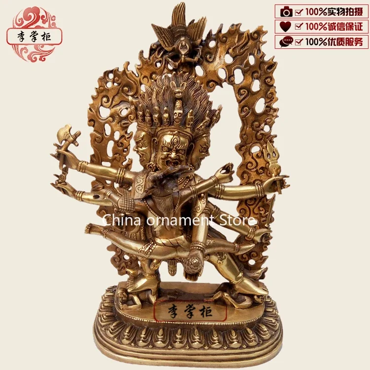 Nepal Tibetan Buddha Tantra bronze statue, large pure copper horse head Mingwang Buddha statue protector, Puba King Kong ornamen