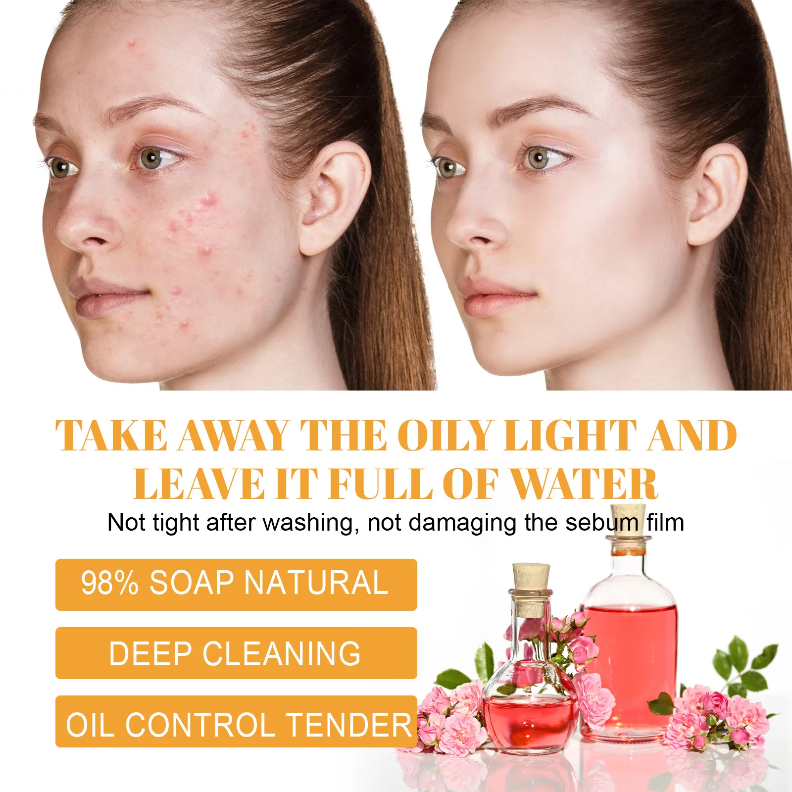 منظف الكركم، التحكم في الزيت، إزالة البقع السوداء، علاج حب الشباب، التنظيف العميق، تقليل المسام، مرطب فيتامين C