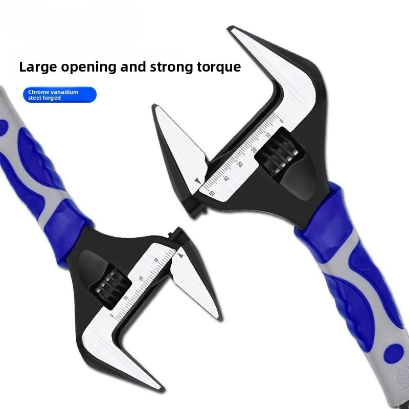 

Multi-Functional Adjustable Wrench - Universal Wrench with Large Opening, Short Handle - 2-in-1 Plumbing for Bathroom Pipes