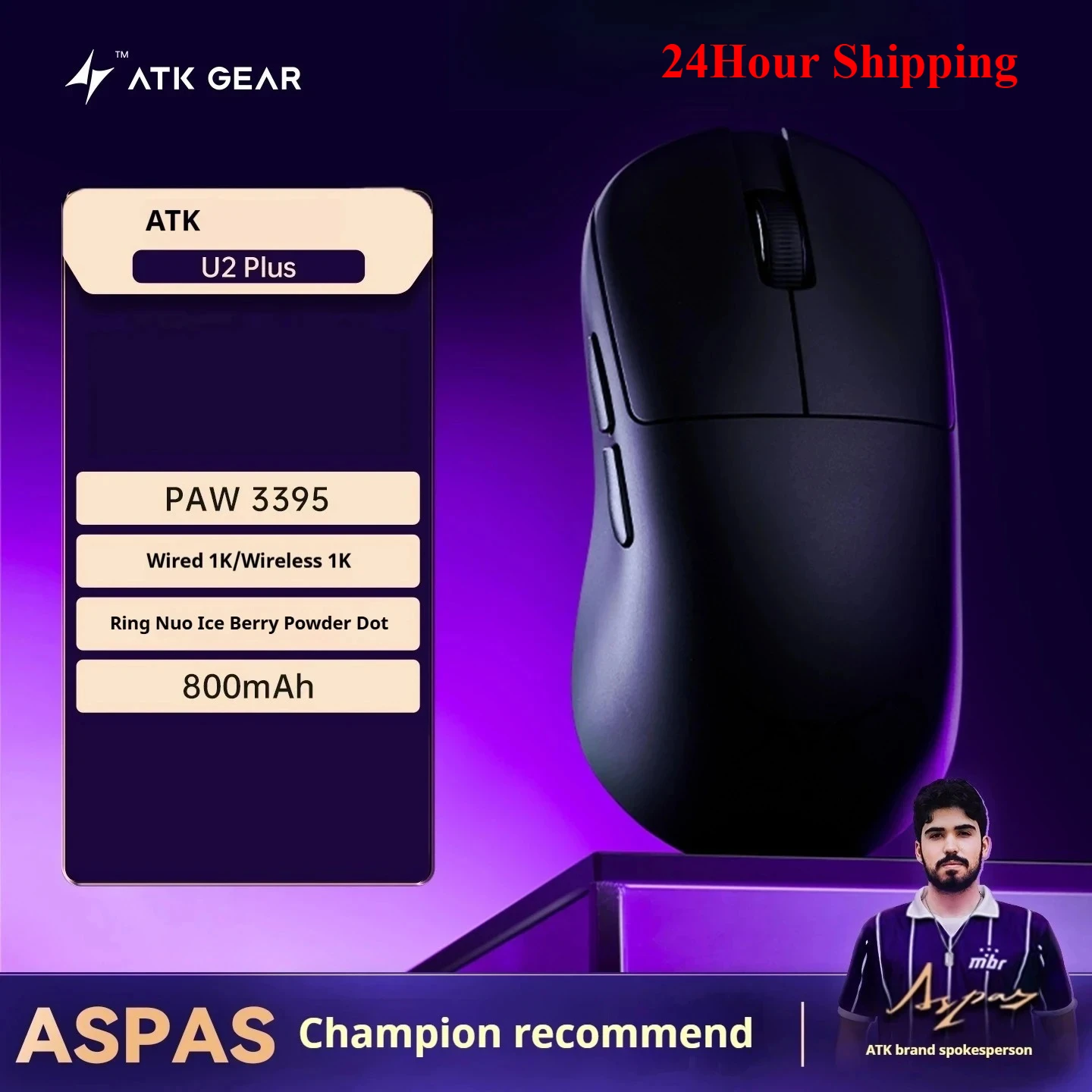 NEW ATK BlazingSky U2 INSTOCK PAW3950 8k Wireless Gaming Mouse 3mode Ultra Double 44g Lightweight E-sport Mouse Custom Accessory