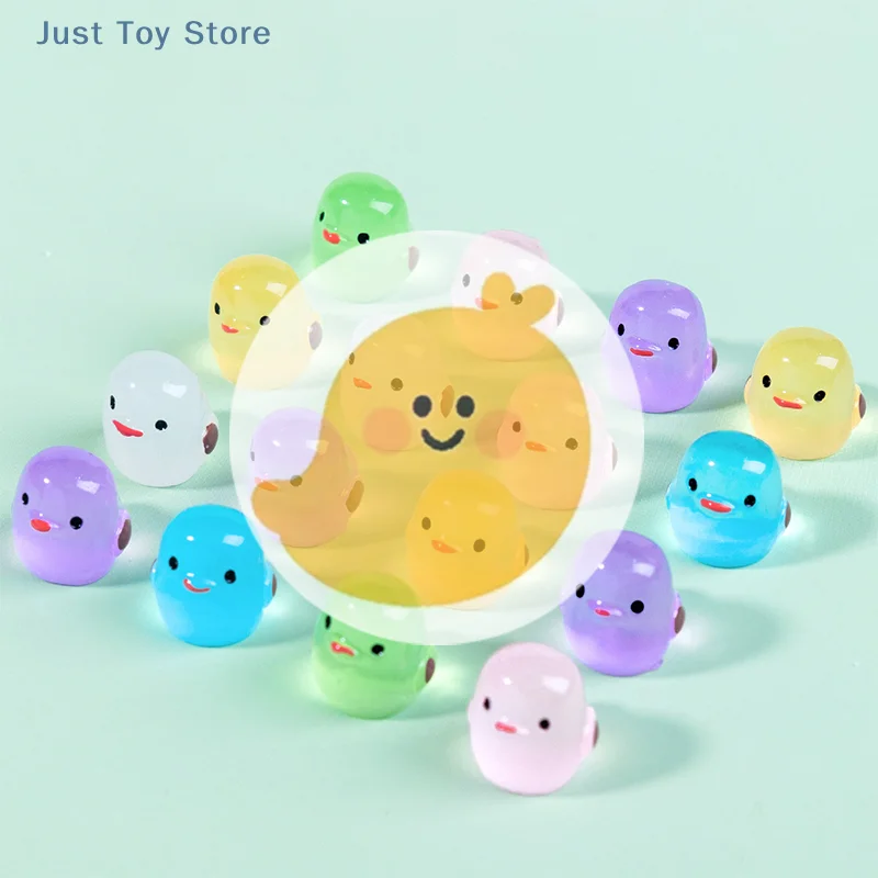 10Pcs Luminous Chick Miniature Resin Figurines Glow in the Dark Cartoon DIY Landscape Decor for Home Garden Micro Scene Gifts