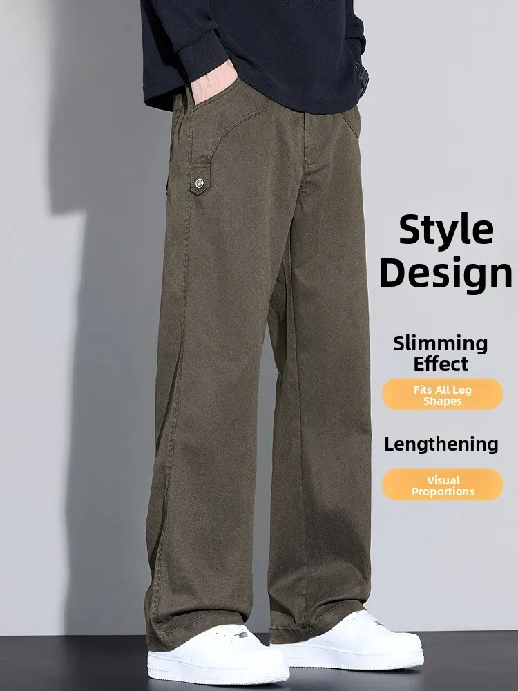 

Мужские повседневные брюки прямого кроя Ry, широкие рабочие брюки, весна 2026, спортивные свободные брюки, повседневные прямые брюки