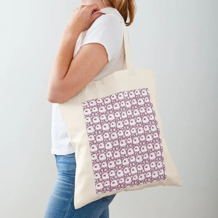 

Daisy Polka Dot Vintage Caravan Pattern in Purple and White Tote Bag tote bag custom custom bags canvas bags Canvas