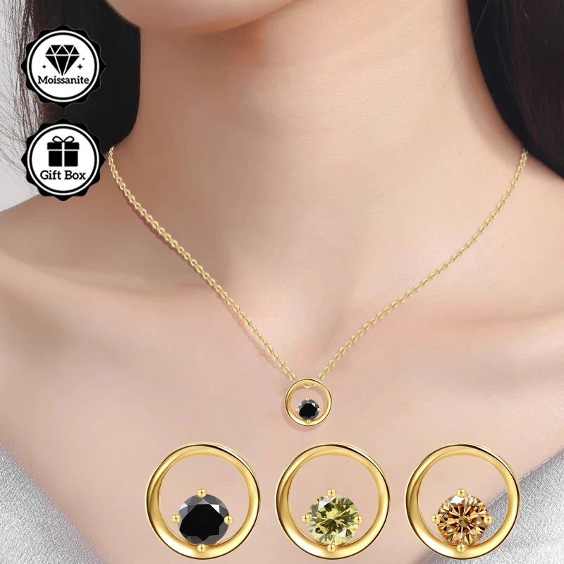LAMVOICE Schmuck für Frauen, 0,5 Karat Moissanit-Halskette, hypoallergene Halskette, vergoldet, Weihnachtsgeschenk, hohe Qualität