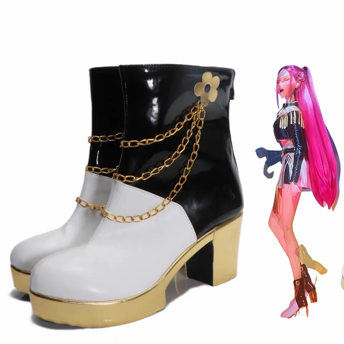 

KPop Demon Hunters HUNTR/X Mira Black Golden Outfit Cosplay Shoes Halloween Carnival Boots Custom Made