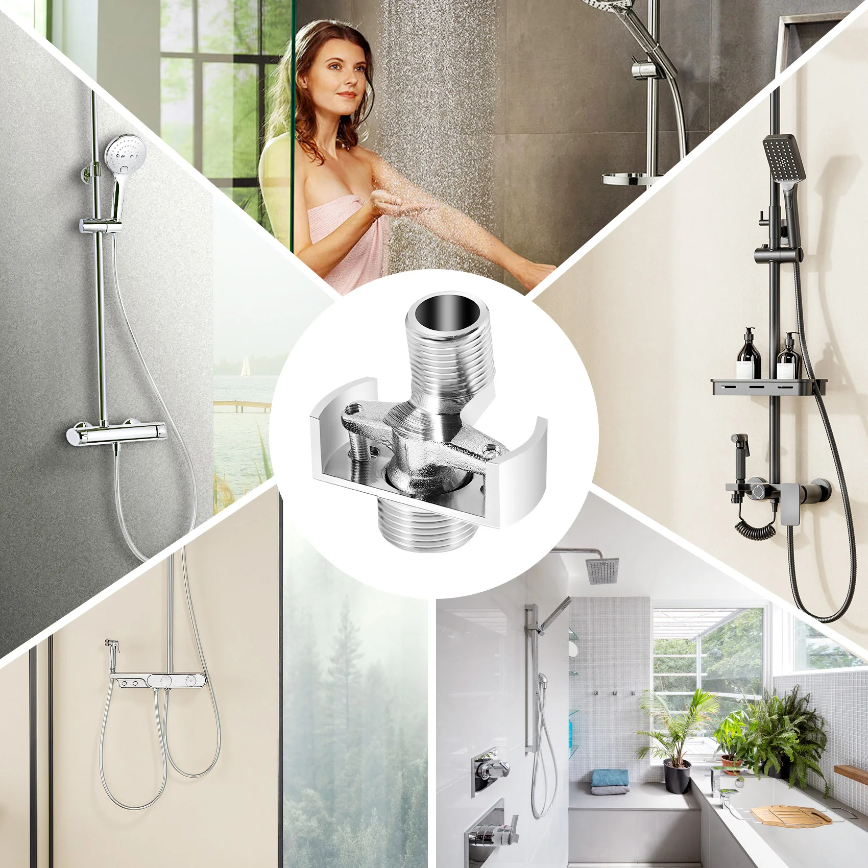A71P Adjusting The Angle Of Intake Pipe Copper Shower Head Angled Curved Foot Eccentric Screw Corner Faucet Accessor