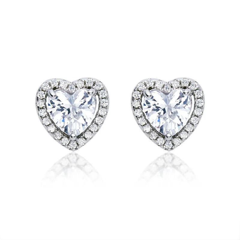 925 Sterling Silber Ohrringe Herz CZ Zirkon für Damen Luxus Hochzeitsschmuck Verlobungs-Accessoires Mode Geschenke Party – Detail 4