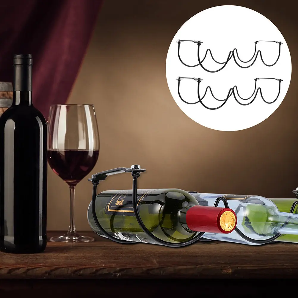 1Pcs Wine Iron Rack Wave Groove Design Bottle Holder Cabinet Mounted Under Cabinet Wine Organizer Display Shelf
