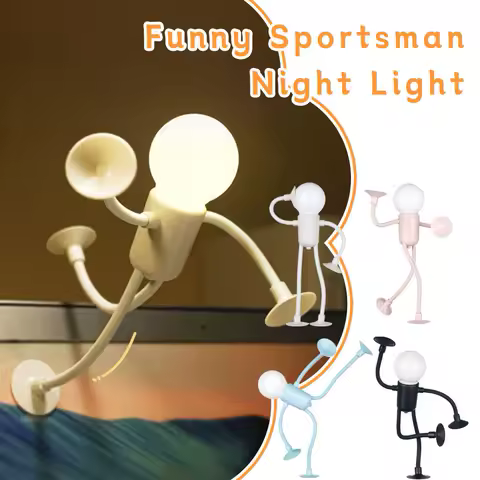 Changeable Shape Funny Sportsman Night Light Desk Lamp Suction Cup Leg For Bedroom Bathroom Kitchen Christmas Decorations