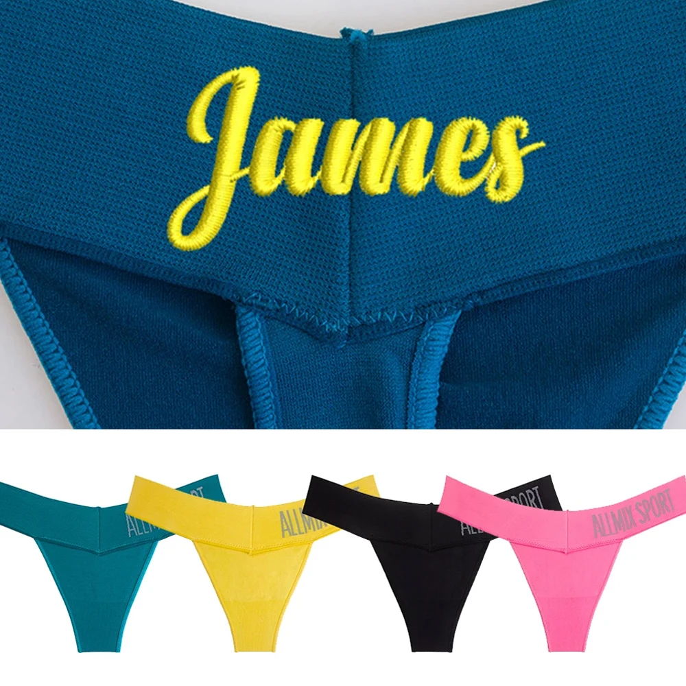 Custom Name Embroidery Letter Thong String For Sexy Women Personality Panties Lingerie Hotwife Underwear Customize Gifts Wife