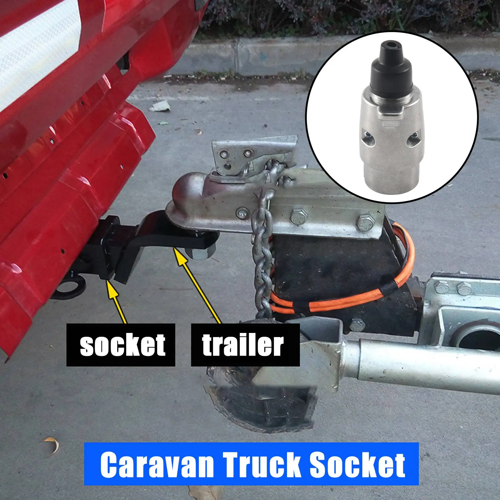 Spina per rimorchio a 7 Pin connettore per cablaggio a 7 poli con perno tondo per impieghi gravosi 12V Towbar traino spina per camion Caravan tipo N estremità del rimorchio