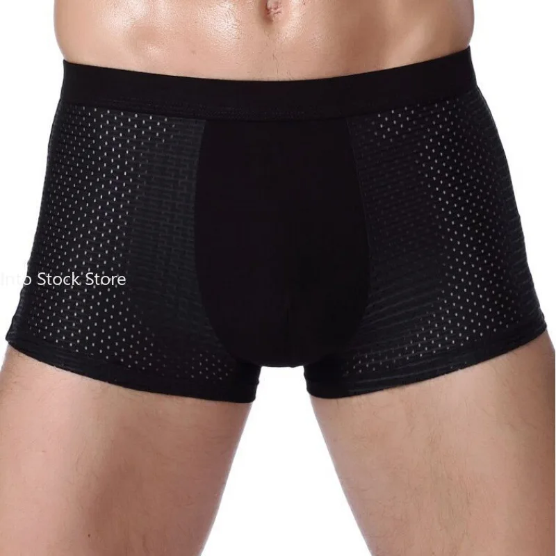 4XL Plus Banboo Fiber Men Underwear Male Boxer Solid Panties Shorts Men\'s Underpants Breathable Intimate Man Boxers