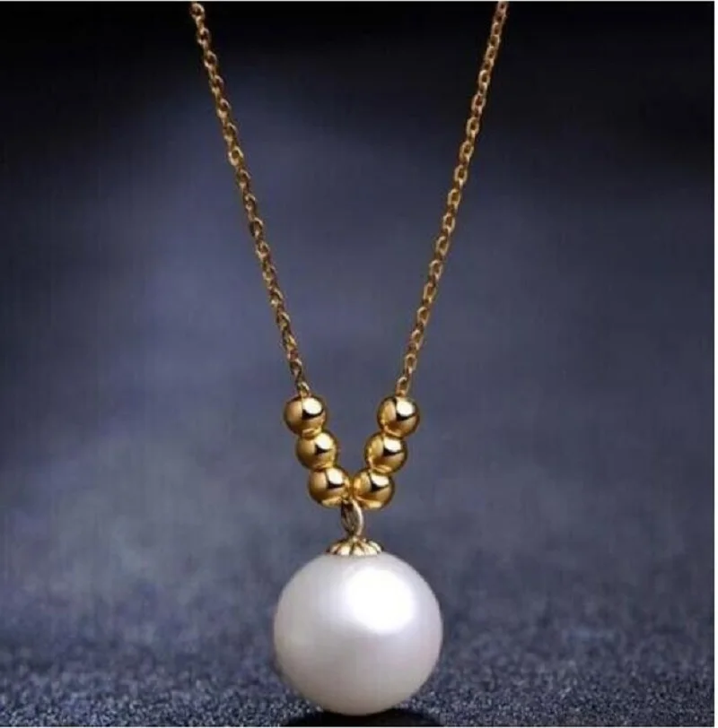 Giant AAAA 11-12mm South China Sea White Round Pearl Pendant Necklace 925s