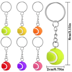 6Pcs Mini Tennis Ball Keychain Key Cell Phone Ornament Tennis Souvenir