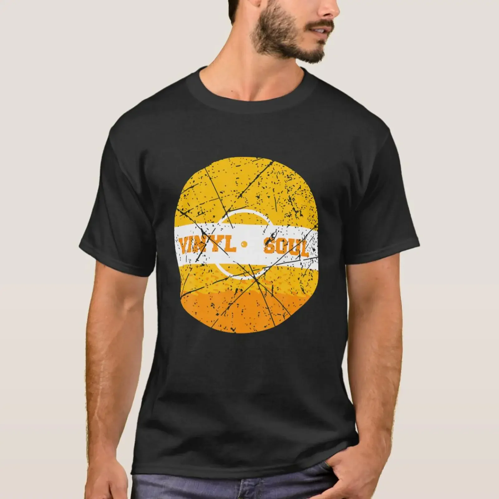 Vinyl Soul Musician Old School Music DJ Turntables T-Shirt Vintage Washed Streetwear Atmungsaktives Oberteil für den Alltag, modisch