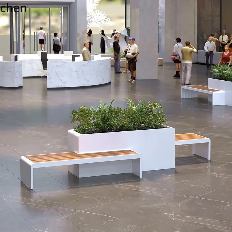 

PYH outdoor stainless steel flower box seat combination terrace planting box pendulum partition outdoor courtyard bench