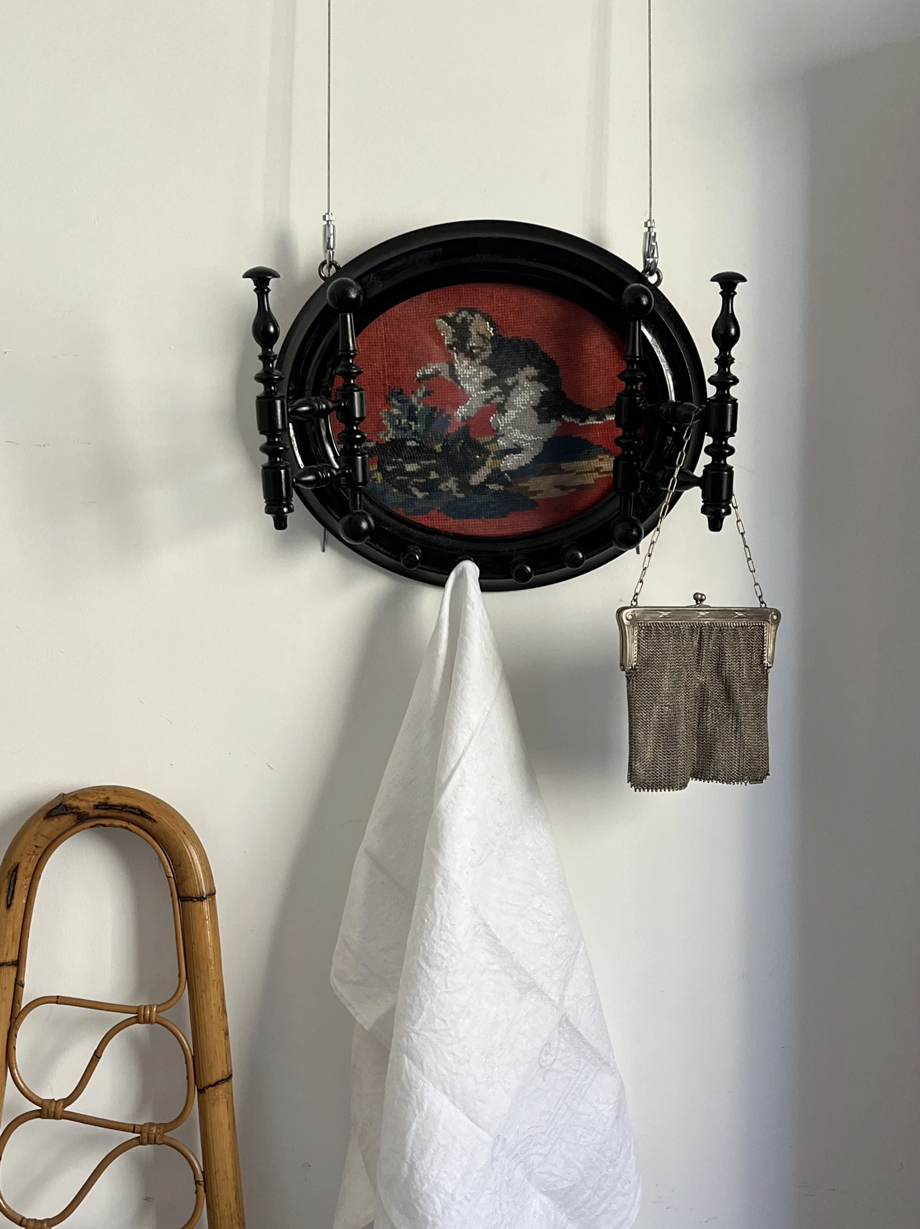 Medieval hanger clothing rack wall wood body embroidery decoration