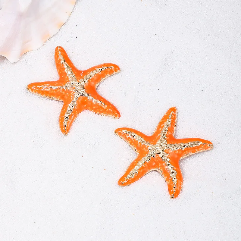 Trendy Stud Earrings For Women Metal Starfish Geometric Colorful Metal Ear Accessories Holiday Party Gift Fashion Jewelry 、