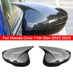 For Honda Civic 11th 2022 2023 2024 Car Sticker Rearview Side Mirror Cover Wing Cap Exterior Door Rear View Case Trim Carbon