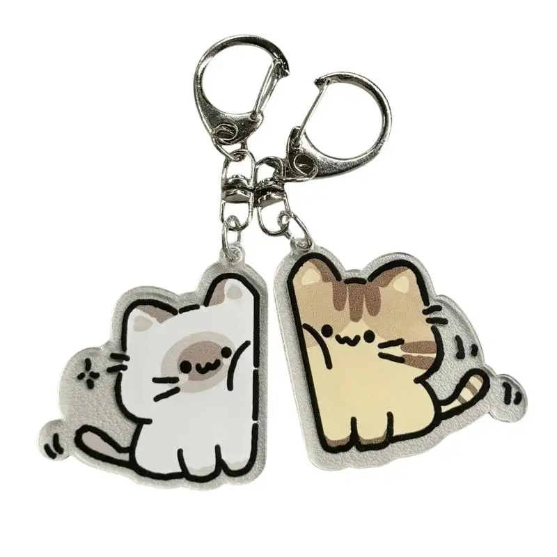 1 Pair Matching Couple Backpack Charms Cute Cat Pendant Keychains