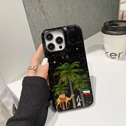 Personalise Initial Kuwait Name Letters Leather Case For Iphone 16 pro 15 pro max 14 13 12 Mini 11 Luxury kafr letters Covers