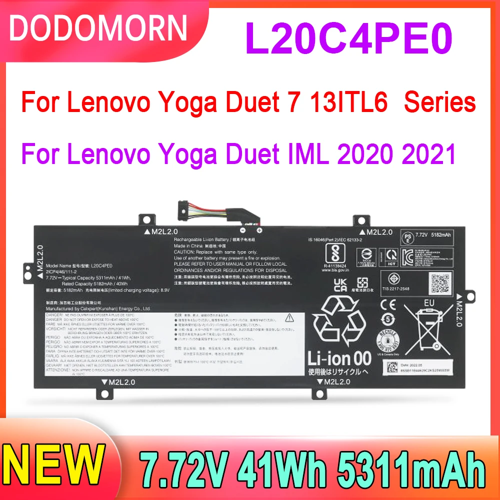 DODOMORN L20M4PE0 L20C4PE0 Laptop Battery For Lenovo Yoga Duet 7 13ITL6 82MA004PTA 82MA003QMB 82MA009LPH 82MA002QRM IML 2020