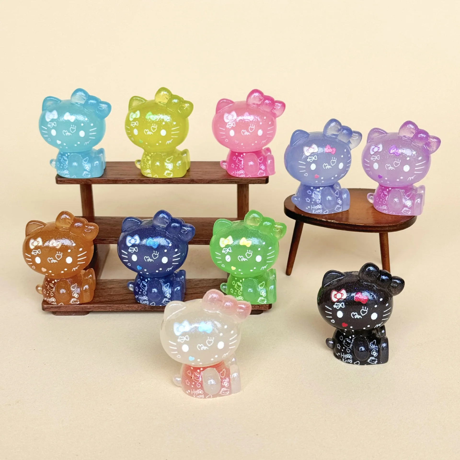 10 قطعة توهج الليل الكتابة على الجدران ل مرحبا كيتي دمية الإبداعية DIY بها بنفسك دمية الحلي الحرف الراقية مكتب زينة لهدايا عيد الميلاد